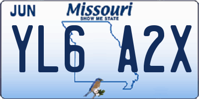 MO license plate YL6A2X