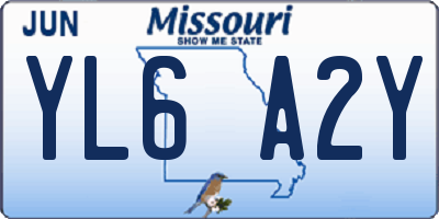 MO license plate YL6A2Y