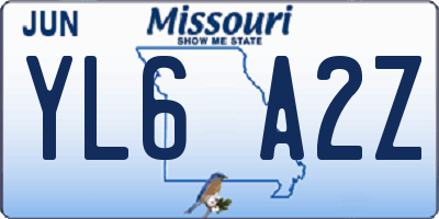 MO license plate YL6A2Z