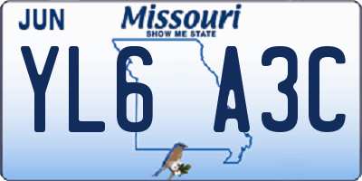 MO license plate YL6A3C