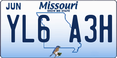 MO license plate YL6A3H