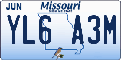 MO license plate YL6A3M