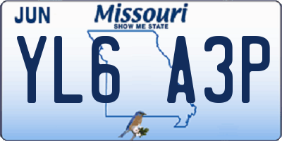 MO license plate YL6A3P