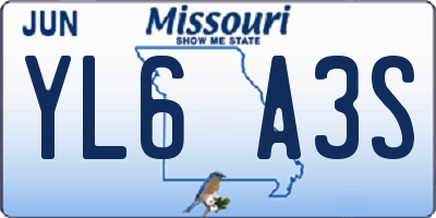 MO license plate YL6A3S