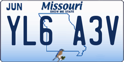 MO license plate YL6A3V