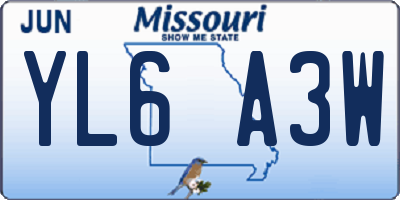 MO license plate YL6A3W