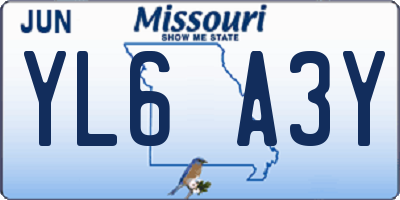 MO license plate YL6A3Y