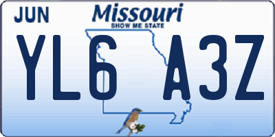 MO license plate YL6A3Z