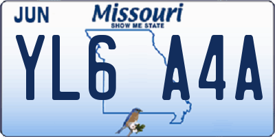 MO license plate YL6A4A