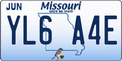 MO license plate YL6A4E