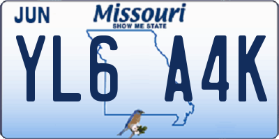 MO license plate YL6A4K