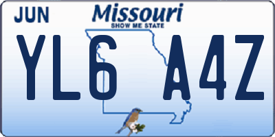 MO license plate YL6A4Z