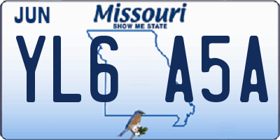 MO license plate YL6A5A
