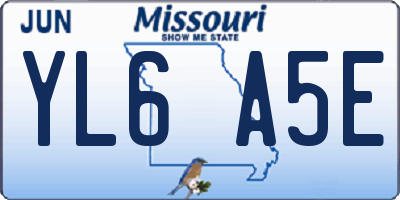 MO license plate YL6A5E