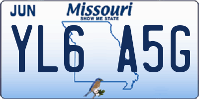 MO license plate YL6A5G
