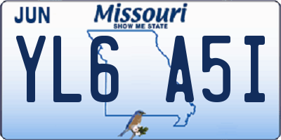 MO license plate YL6A5I