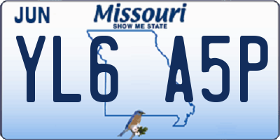 MO license plate YL6A5P