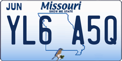 MO license plate YL6A5Q