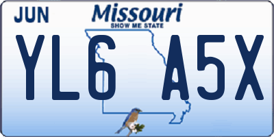 MO license plate YL6A5X