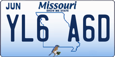 MO license plate YL6A6D