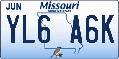 MO license plate YL6A6K