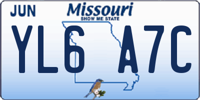 MO license plate YL6A7C