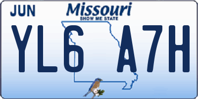 MO license plate YL6A7H