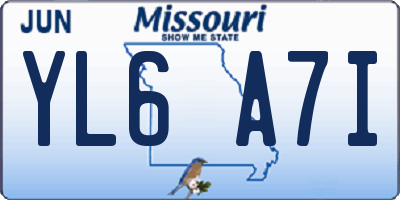 MO license plate YL6A7I