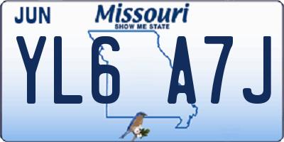 MO license plate YL6A7J