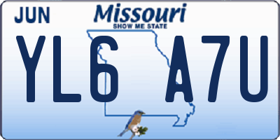 MO license plate YL6A7U