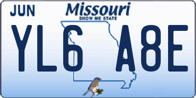 MO license plate YL6A8E