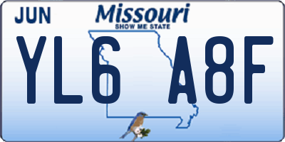 MO license plate YL6A8F
