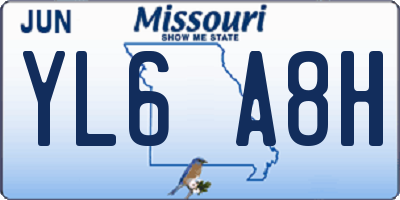MO license plate YL6A8H