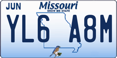 MO license plate YL6A8M