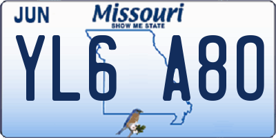 MO license plate YL6A8O