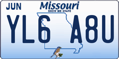 MO license plate YL6A8U