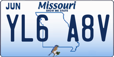 MO license plate YL6A8V