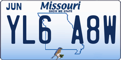 MO license plate YL6A8W