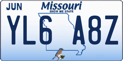 MO license plate YL6A8Z