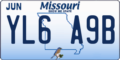 MO license plate YL6A9B