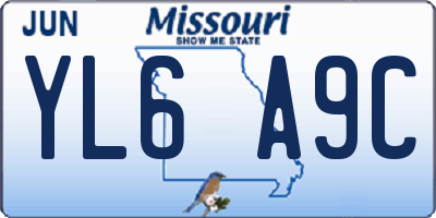 MO license plate YL6A9C