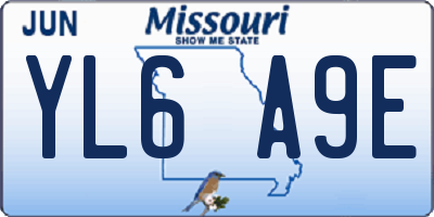 MO license plate YL6A9E