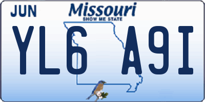 MO license plate YL6A9I
