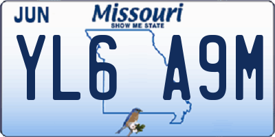 MO license plate YL6A9M