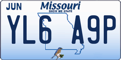 MO license plate YL6A9P