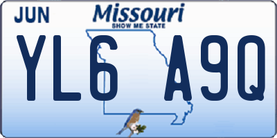 MO license plate YL6A9Q