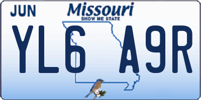 MO license plate YL6A9R