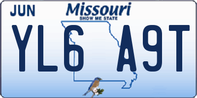 MO license plate YL6A9T