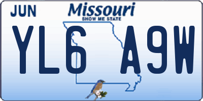 MO license plate YL6A9W