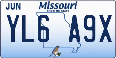 MO license plate YL6A9X